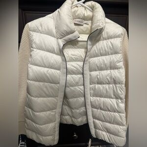 Moncler ribbed wool and quilted shell down jacket